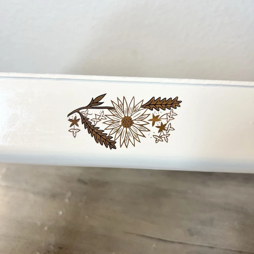 Vintage Tara Products Microwave‎ Baking Dish Crèam w/ Floral Brown 13.5